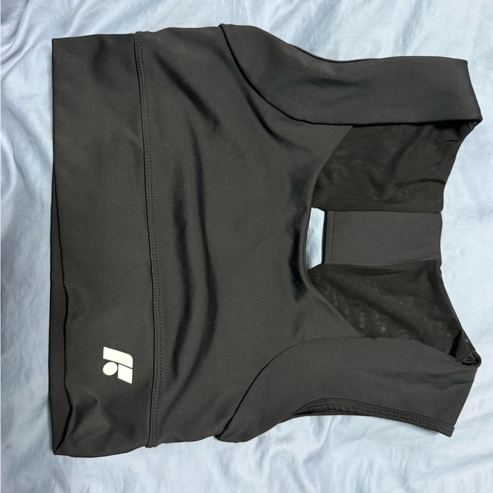 Chic Black Crop Top with Logo